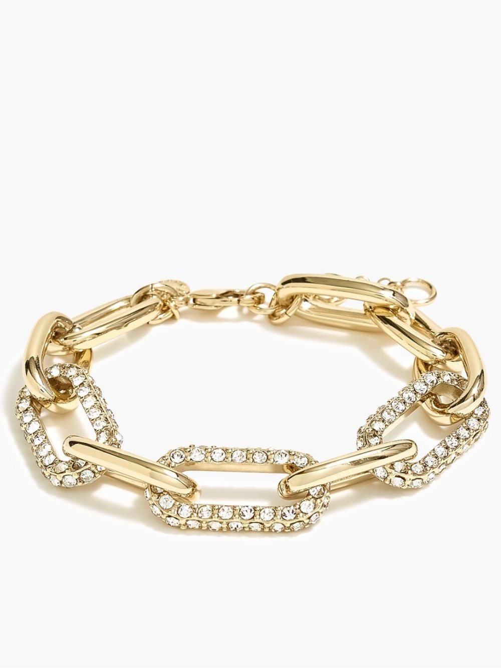 J CREW PAVE CZ LINK CHUNKY CHAIN BRACELET ADJUSTABLE